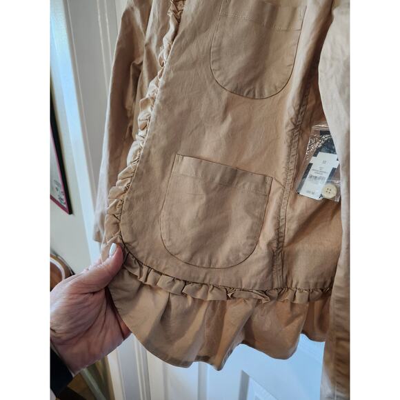 NEW Crown & Ivy Sz 12 Khaki Ruffle Jacket Suit Montauk Weekender II Tan - Picture 3 of 8